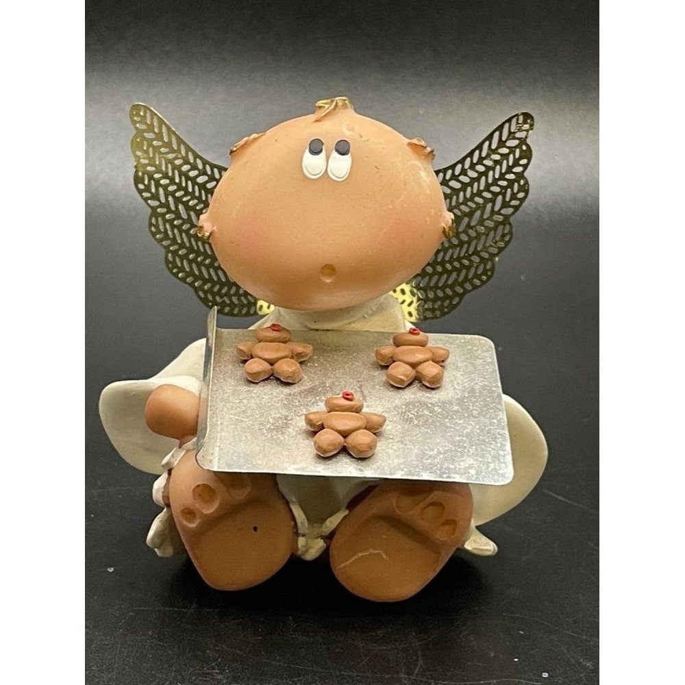 Kirk 2001 Angel Figure Gold Wings Cookie Sheet NickNack Length 2.50 Inches